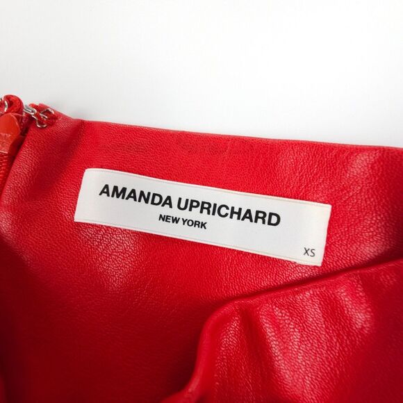 AMANDA UPRICHARD Romana Pants Lipstick Red 90s Vegan Patent Leather Maximalist - Picture 2 of 8